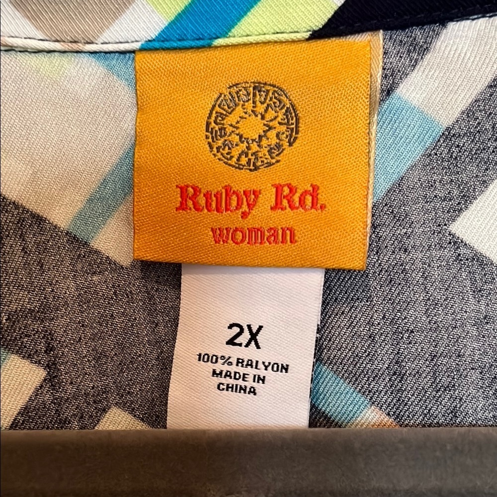 # Ruby Rd. 2X Graphic Tie-Front Blouse - Picture 2 of 6